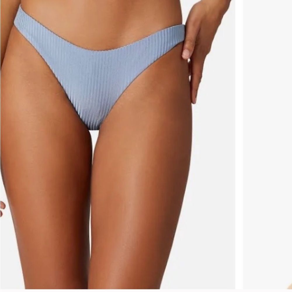 Onia Lily Ribbed Blue Soft Marine Bikini Bottoms- Size Small